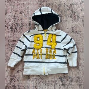 Old Navy White Navy Stripe Yellow Hooded Sweatshirt 2t